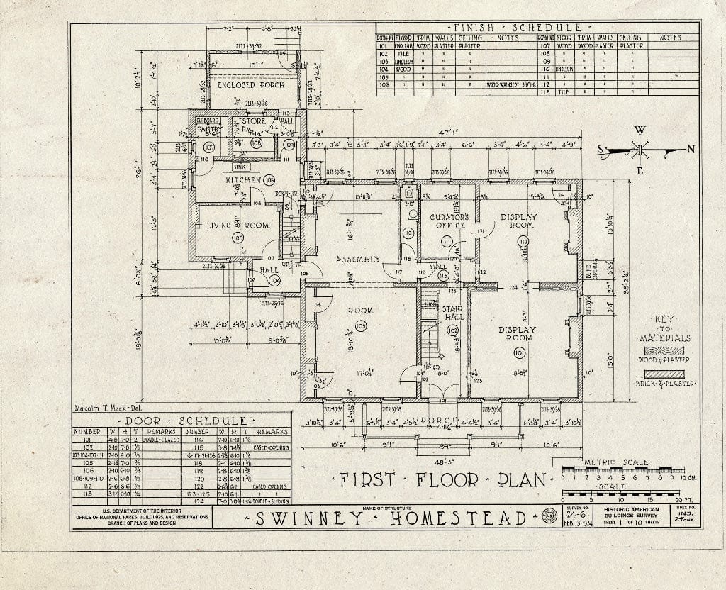 Blueprint HABS IND,2-FOWA,1- (Sheet 1 of 10) - Swinney House, Swinney Park & Jefferson Street, Fort Wayne, Allen County, in