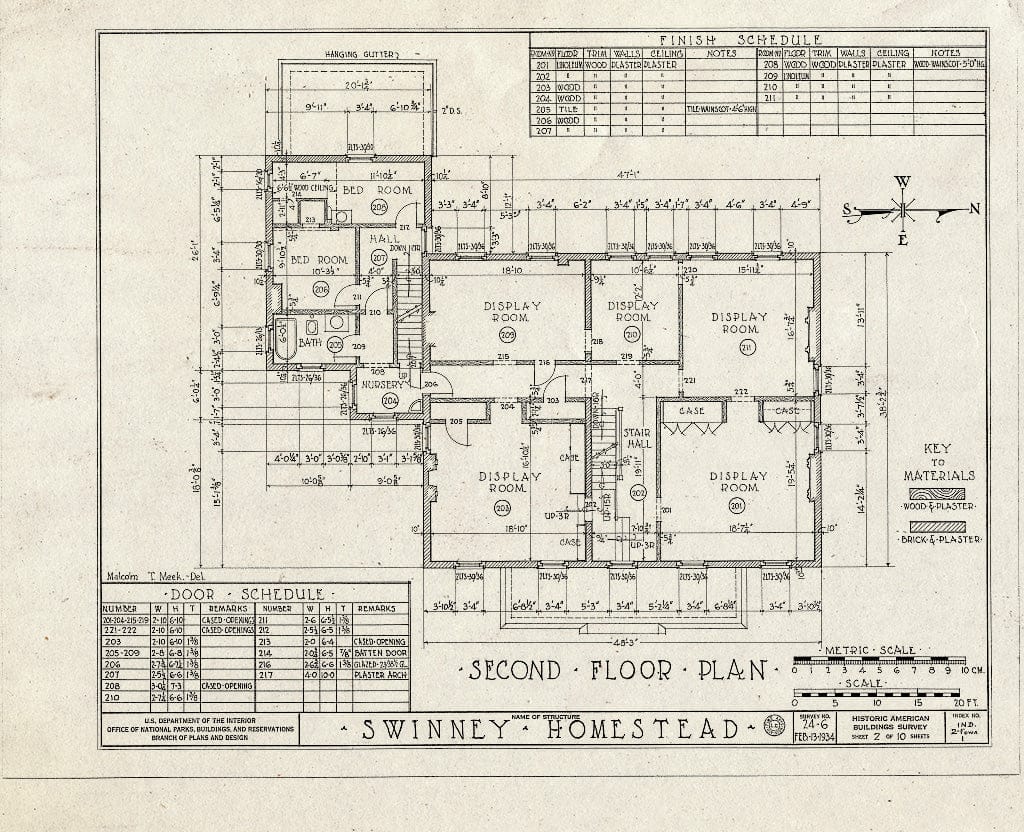 Blueprint HABS IND,2-FOWA,1- (Sheet 2 of 10) - Swinney House, Swinney Park & Jefferson Street, Fort Wayne, Allen County, in