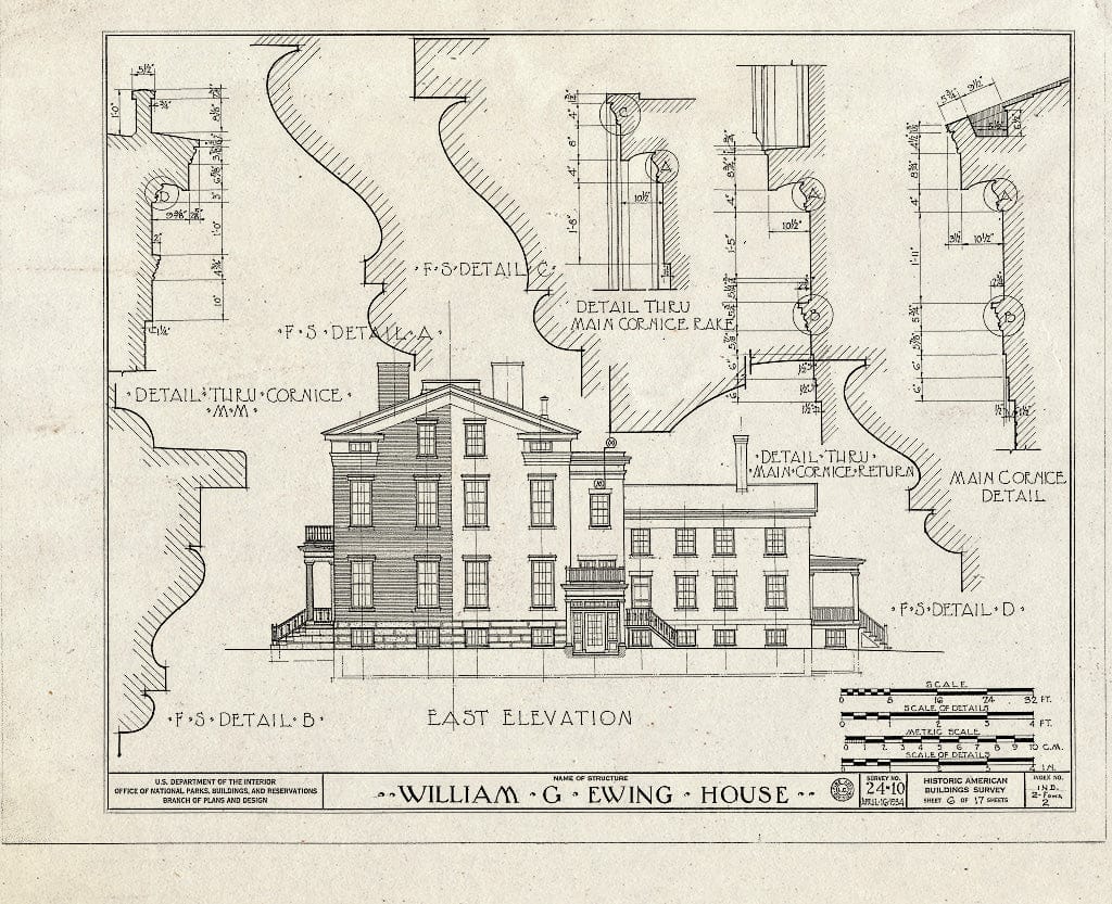Blueprint HABS IND,2-FOWA,2- (Sheet 6 of 17) - William G. Ewing House, Berry & Ewing Streets, Fort Wayne, Allen County, in