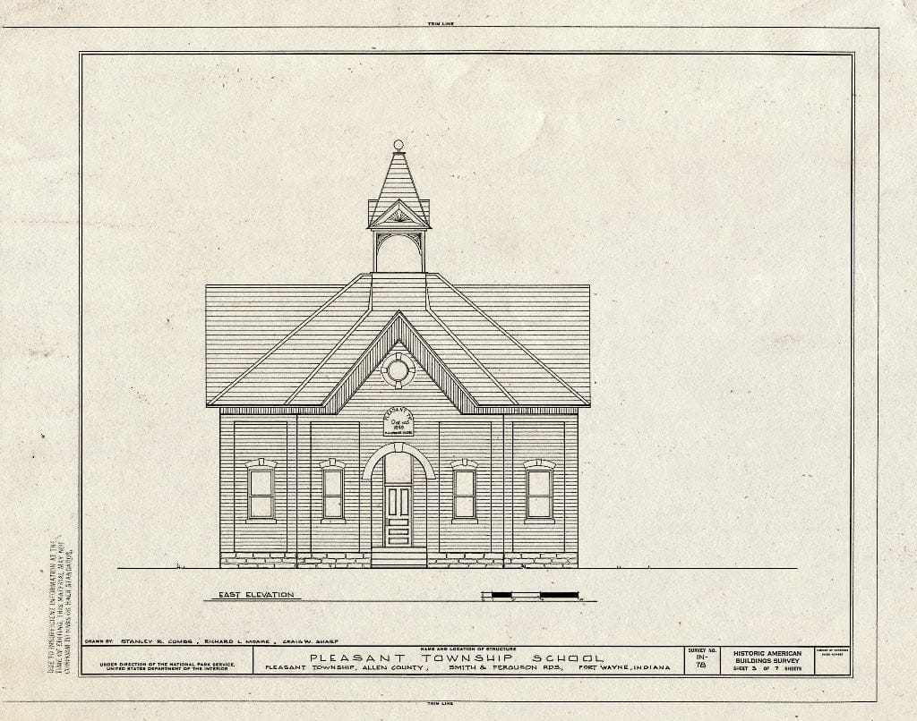 Blueprint HABS IND,2-PLETO,1- (Sheet 3 of 7) - Pleasant Township School, Smith & Ferguson Roads, Fort Wayne, Allen County, in