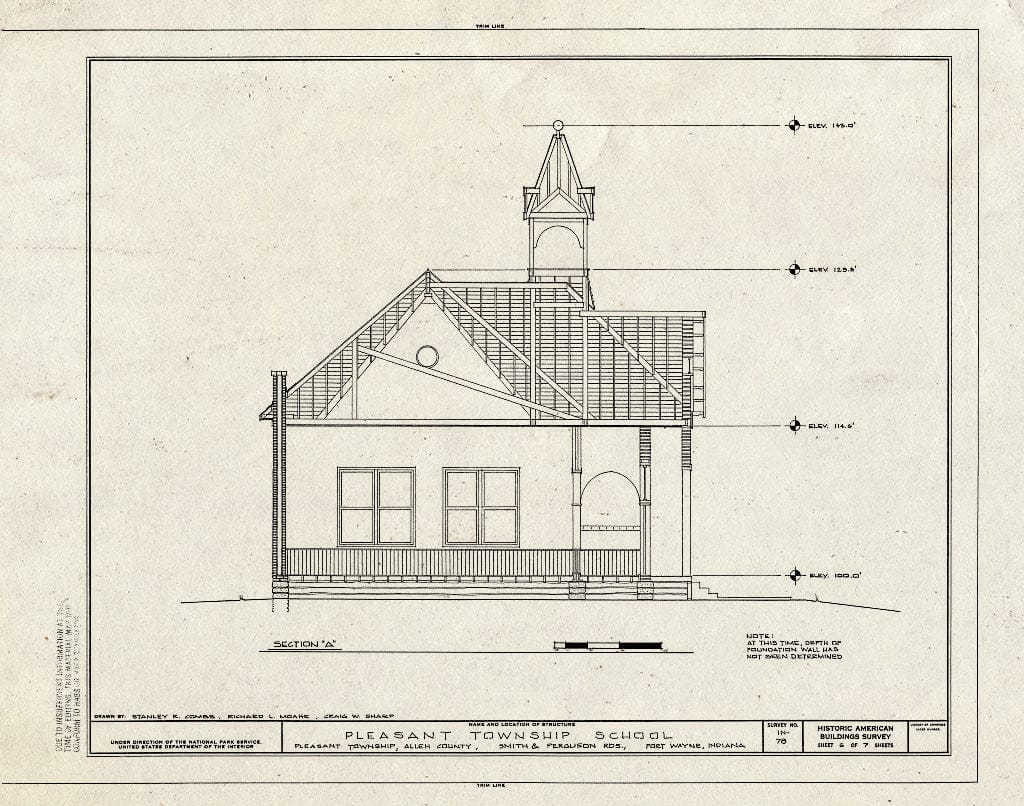 Blueprint HABS IND,2-PLETO,1- (Sheet 6 of 7) - Pleasant Township School, Smith & Ferguson Roads, Fort Wayne, Allen County, in