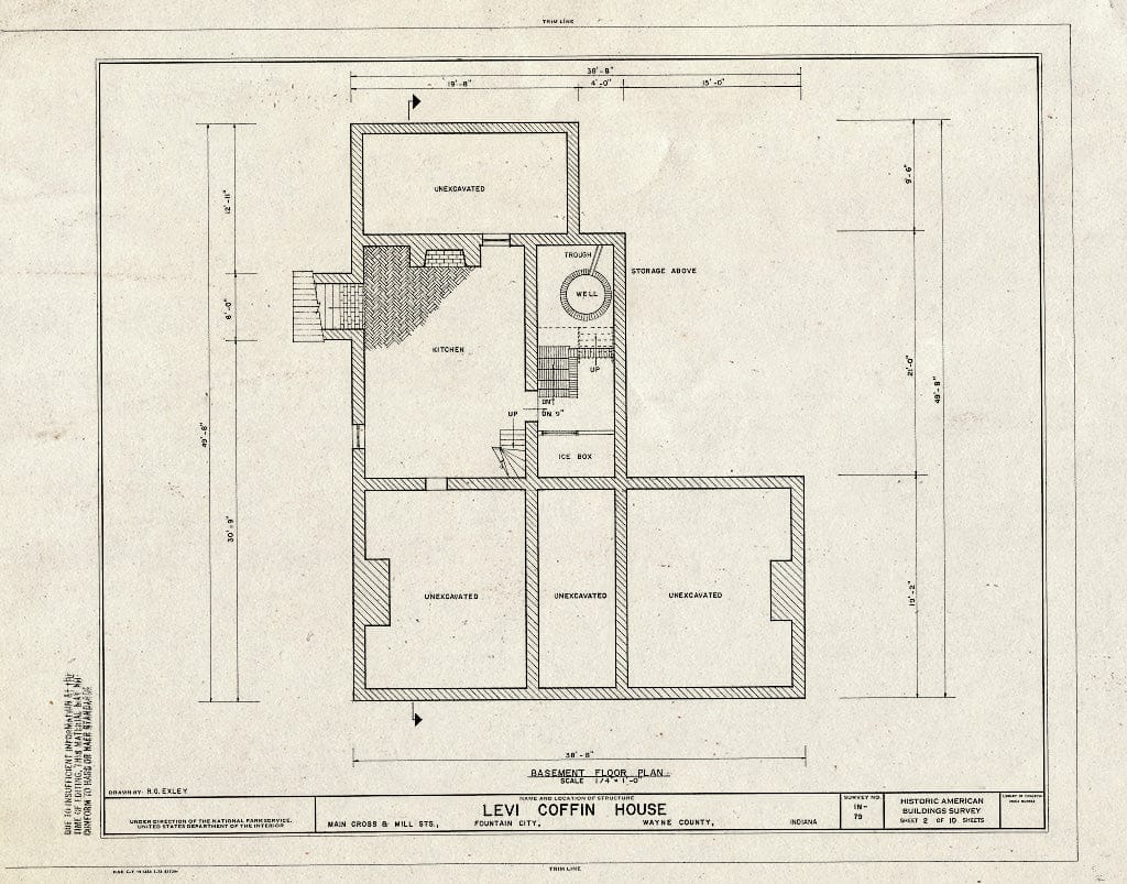 Blueprint HABS IND,89-FOUCI,1- (Sheet 2 of 10) - Levi Coffin House, Main Cross & Mill Streets, Fountain City, Wayne County, in