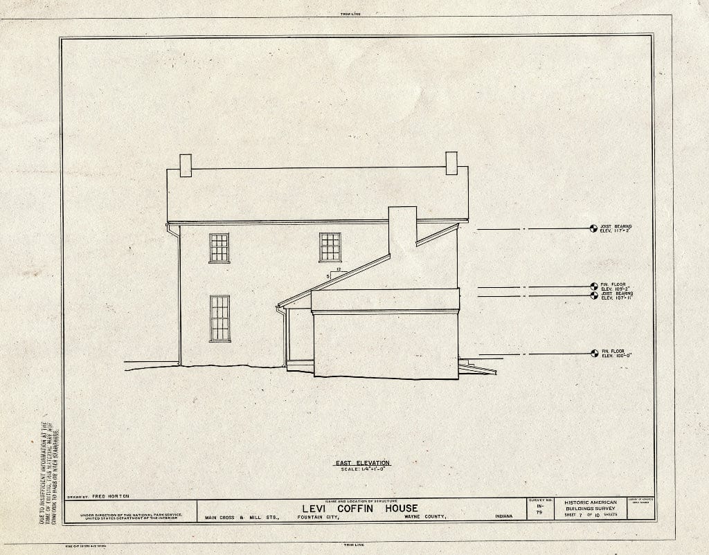 Blueprint HABS IND,89-FOUCI,1- (Sheet 7 of 10) - Levi Coffin House, Main Cross & Mill Streets, Fountain City, Wayne County, in