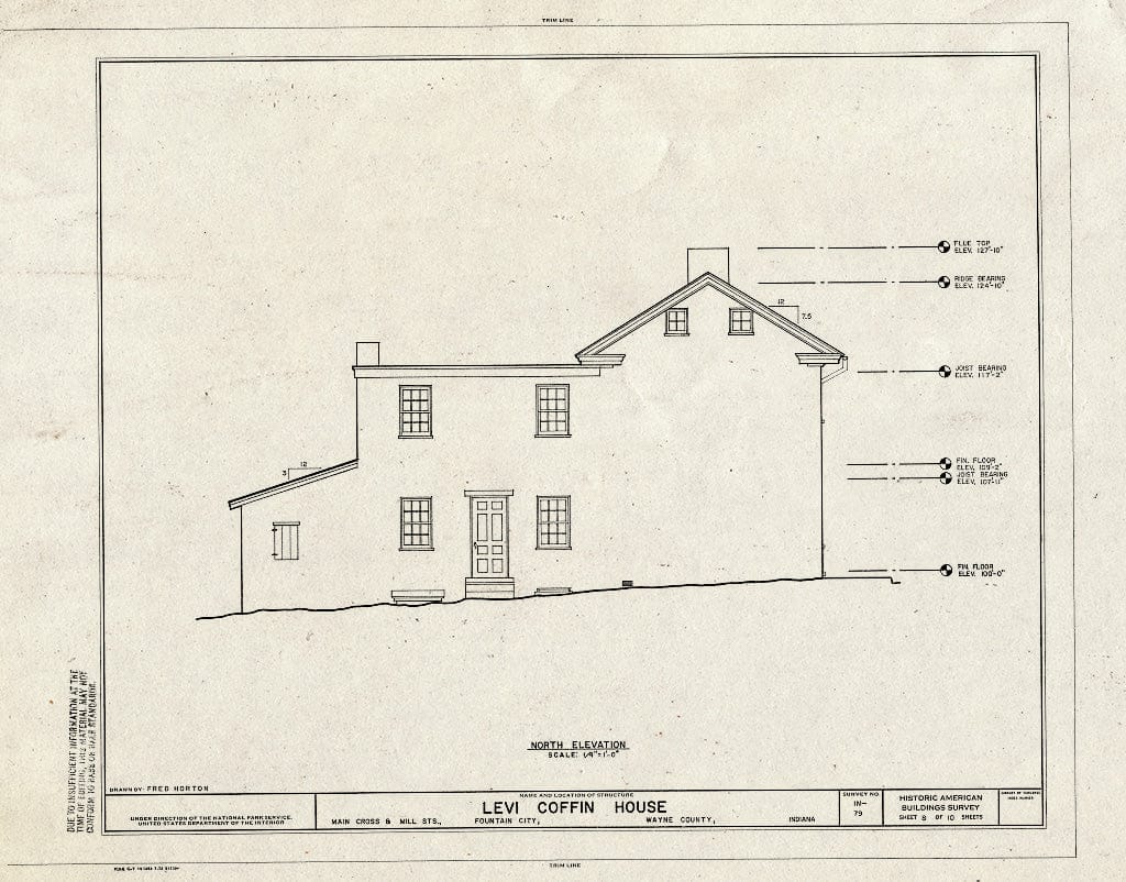 Blueprint HABS IND,89-FOUCI,1- (Sheet 8 of 10) - Levi Coffin House, Main Cross & Mill Streets, Fountain City, Wayne County, in