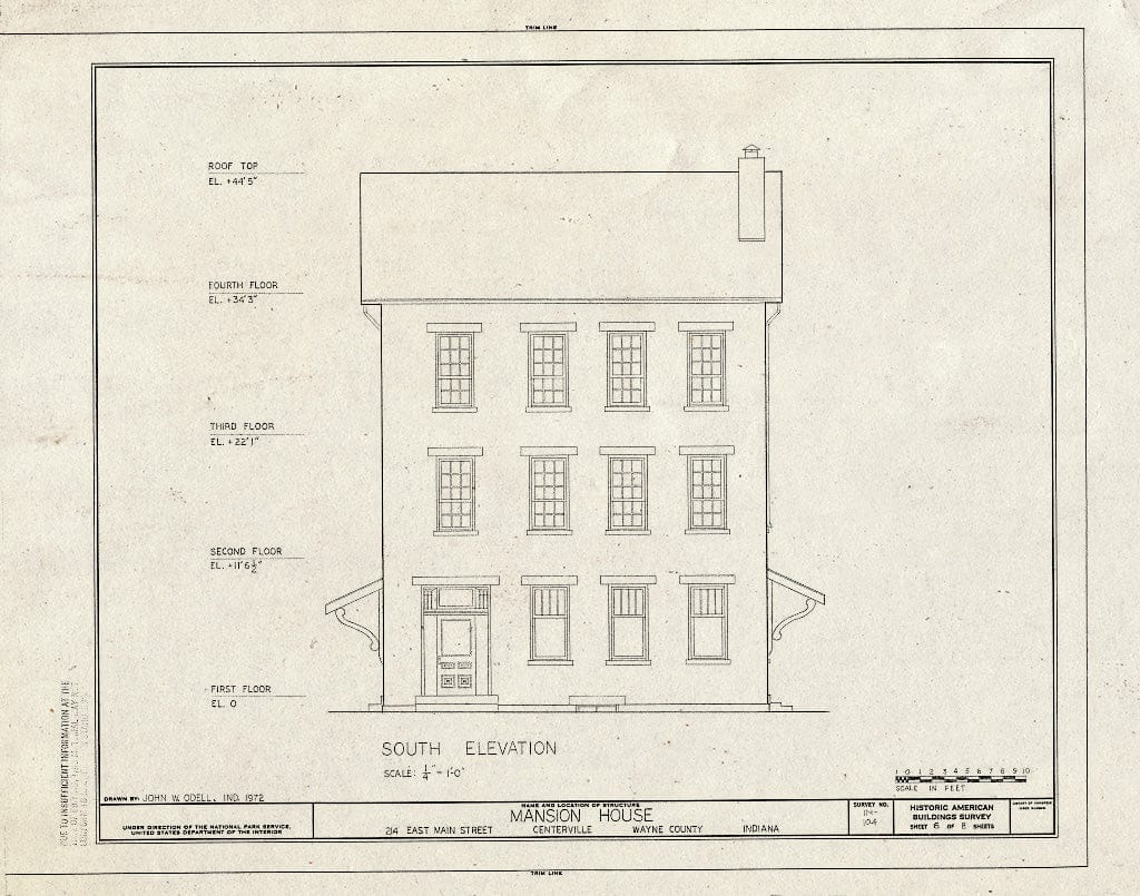 Blueprint HABS IND,89-CENVI,3- (Sheet 6 of 8) - Mansion House, 214 East Main Street, Centerville, Wayne County, in