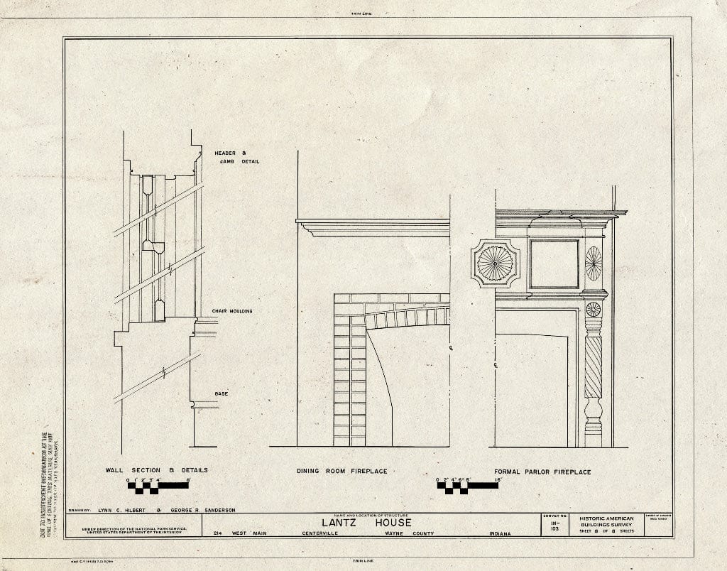 Blueprint HABS IND,89-CENVI,2- (Sheet 8 of 8) - Lantz House, 214 West Main Street, Centerville, Wayne County, in