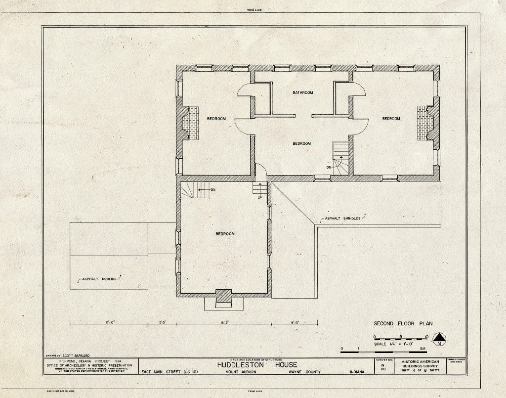 Blueprint HABS IND,89-MAUB,1- (Sheet 4 of 8) - Huddleston House, East Main Street (U.S. Route 40), Mount Auburn, Wayne County, in
