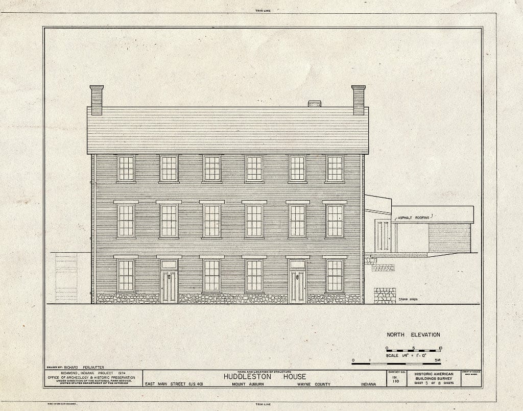 Blueprint HABS IND,89-MAUB,1- (Sheet 5 of 8) - Huddleston House, East Main Street (U.S. Route 40), Mount Auburn, Wayne County, in