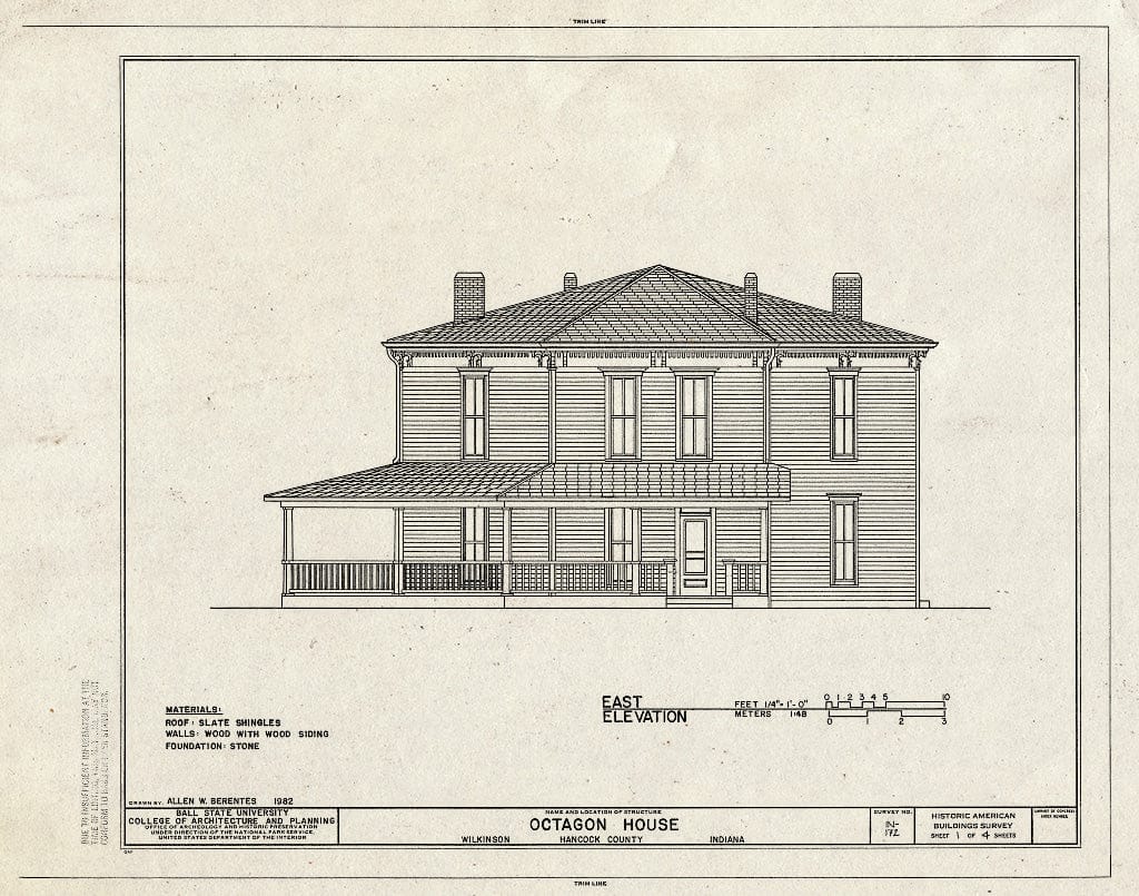 Blueprint HABS IND,30-WILK,1- (Sheet 1 of 4) - Octagon House, Wilkinson, Hancock County, in