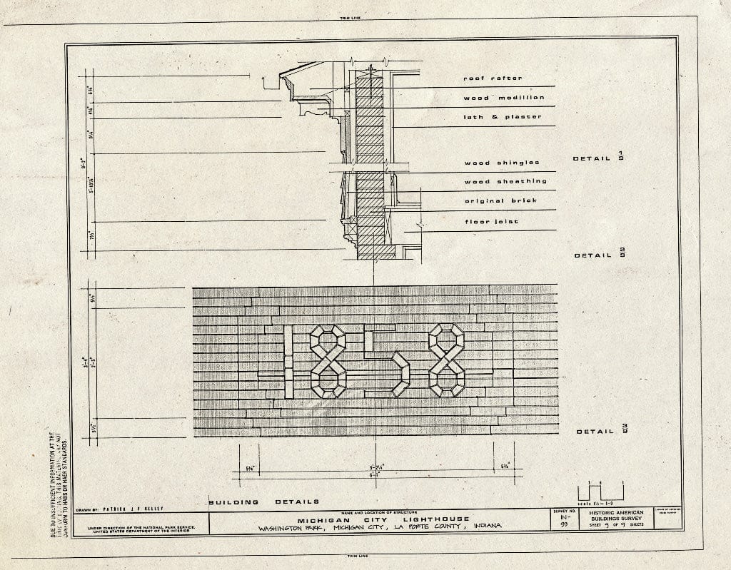 Blueprint HABS IND,46-MICI,1- (Sheet 9 of 9) - Michigan City Lighthouse, Washington Park, Michigan City, La Porte County, in