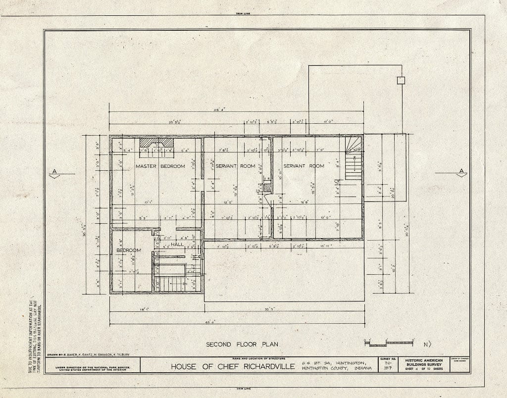 Blueprint HABS IND,35-Hunt,1- (Sheet 4 of 10) - Chief Richardville House, U.S. Route 24, Huntington, Huntington County, in