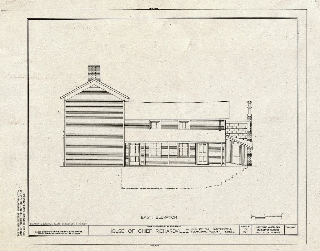 Blueprint HABS IND,35-Hunt,1- (Sheet 6 of 10) - Chief Richardville House, U.S. Route 24, Huntington, Huntington County, in