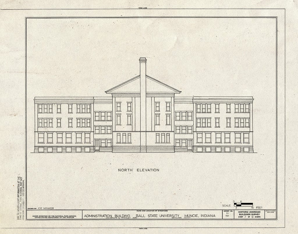 Blueprint HABS IND,18-MUNCI,3A- (Sheet 7 of 9) - Ball State University, Administration Building, University & McKinley Avenues, Muncie, Delaware County, in