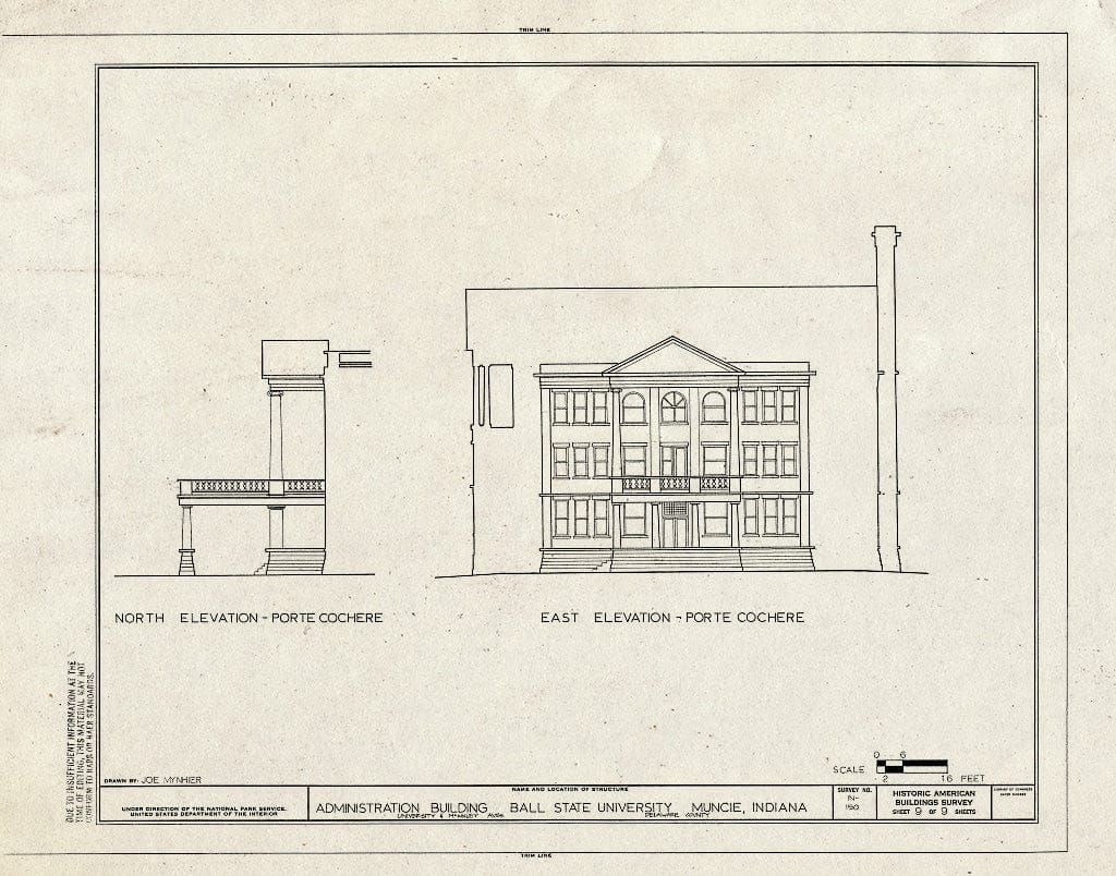 Blueprint HABS IND,18-MUNCI,3A- (Sheet 9 of 9) - Ball State University, Administration Building, University & McKinley Avenues, Muncie, Delaware County, in