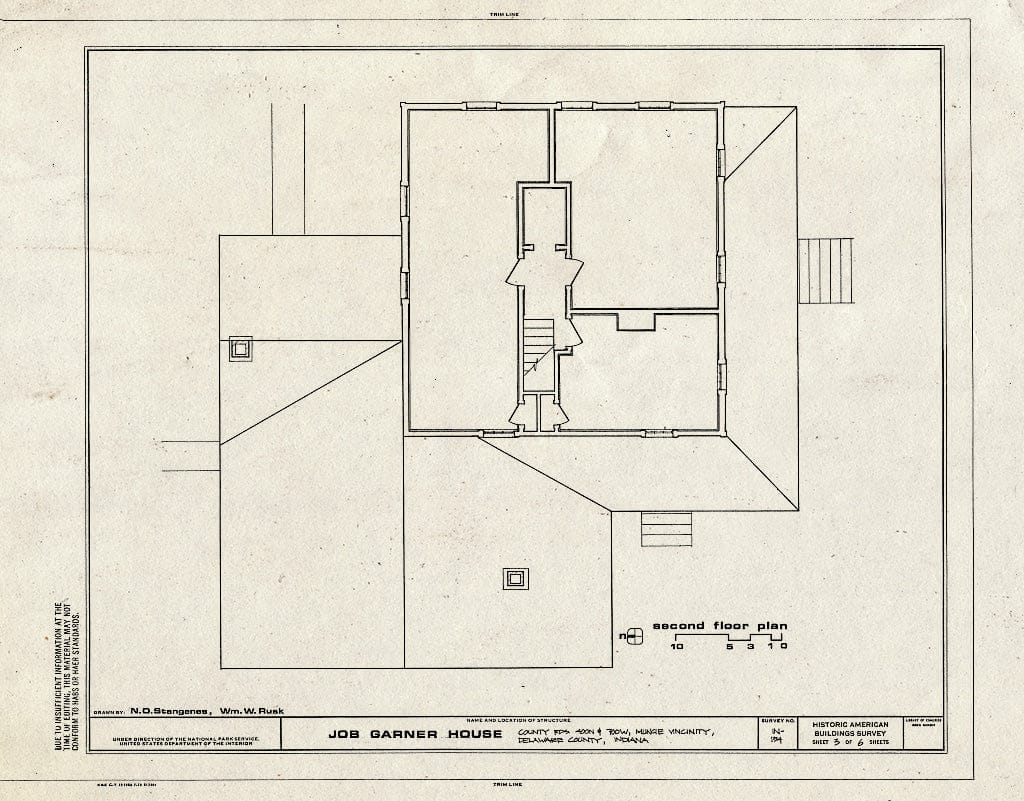 Blueprint HABS IND,18-MUNCI.V,1- (Sheet 3 of 6) - Job Garner House, County Roads 400 N & 700 W, Muncie, Delaware County, in