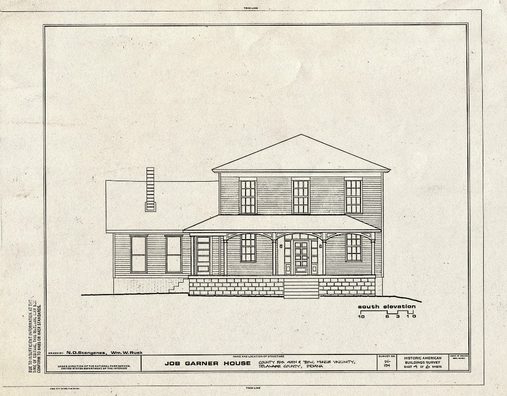Blueprint HABS IND,18-MUNCI.V,1- (Sheet 4 of 6) - Job Garner House, County Roads 400 N & 700 W, Muncie, Delaware County, in