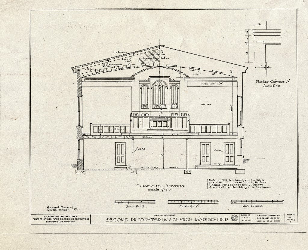 Blueprint HABS IND,39-MAD,3- (Sheet 6 of 8) - Second Presbyterian Church, 500 West Street, Madison, Jefferson County, in
