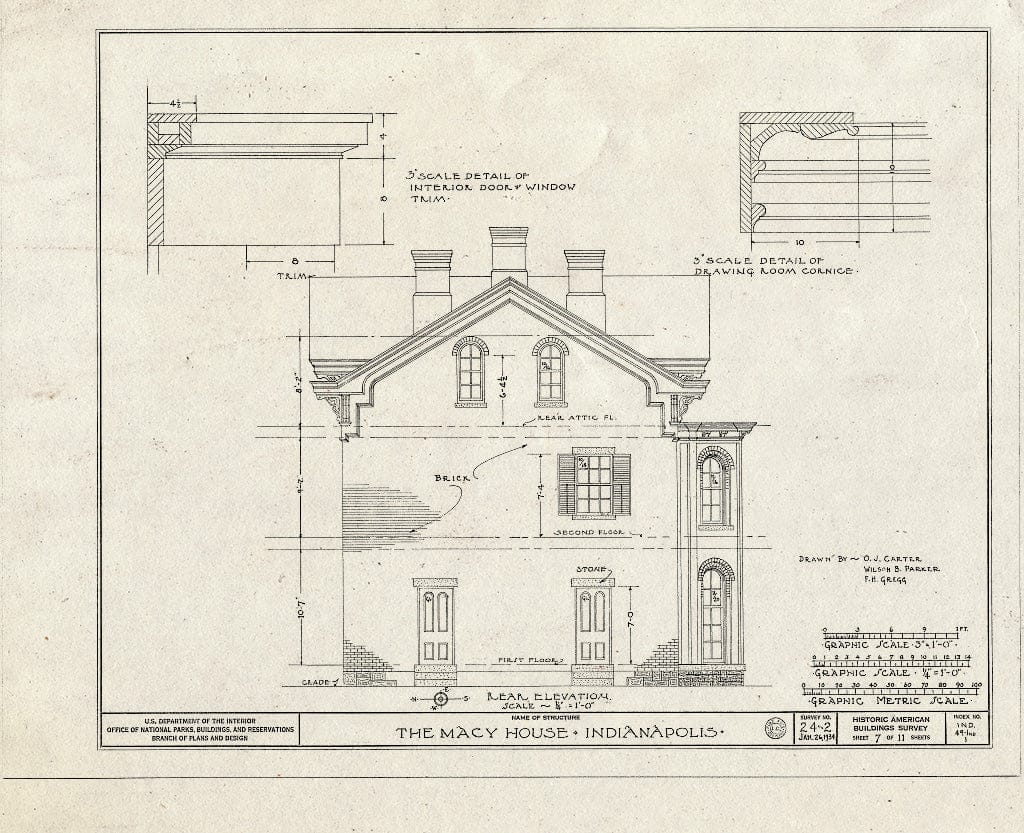Blueprint HABS IND,49-IND,1- (Sheet 7 of 11) - Macy House, 408 North Delaware Street, Indianapolis, Marion County, in