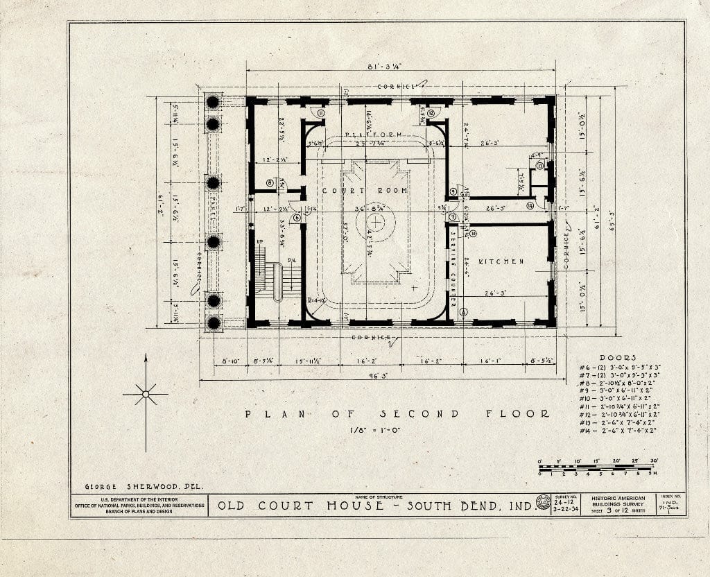 Blueprint HABS IND,71-SOUB,1- (Sheet 3 of 12) - Old Court House, 114 South Lafayette Boulevard (Moved from Main Street), South Bend, St. Joseph County, in