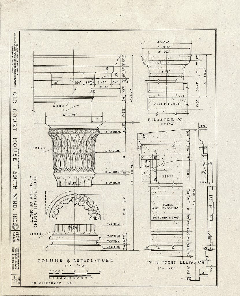 Blueprint HABS IND,71-SOUB,1- (Sheet 9 of 12) - Old Court House, 114 South Lafayette Boulevard (Moved from Main Street), South Bend, St. Joseph County, in