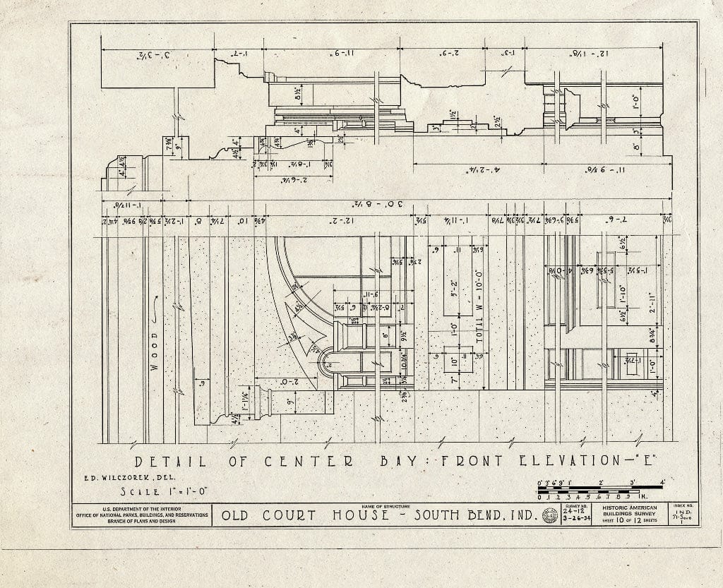 Blueprint HABS IND,71-SOUB,1- (Sheet 10 of 12) - Old Court House, 114 South Lafayette Boulevard (Moved from Main Street), South Bend, St. Joseph County, in