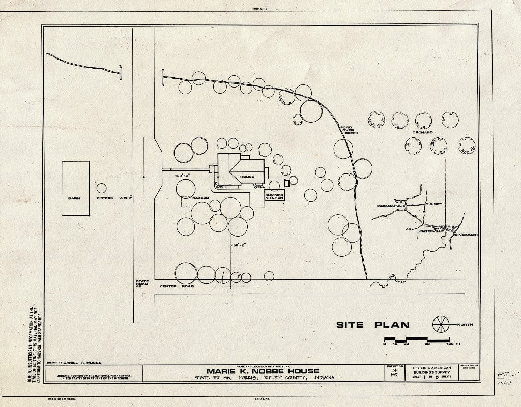 Blueprint HABS IND,69-Mori,1- (Sheet 1 of 8) - Marie K. Nobbe House, State Road 46, Morris, Ripley County, in