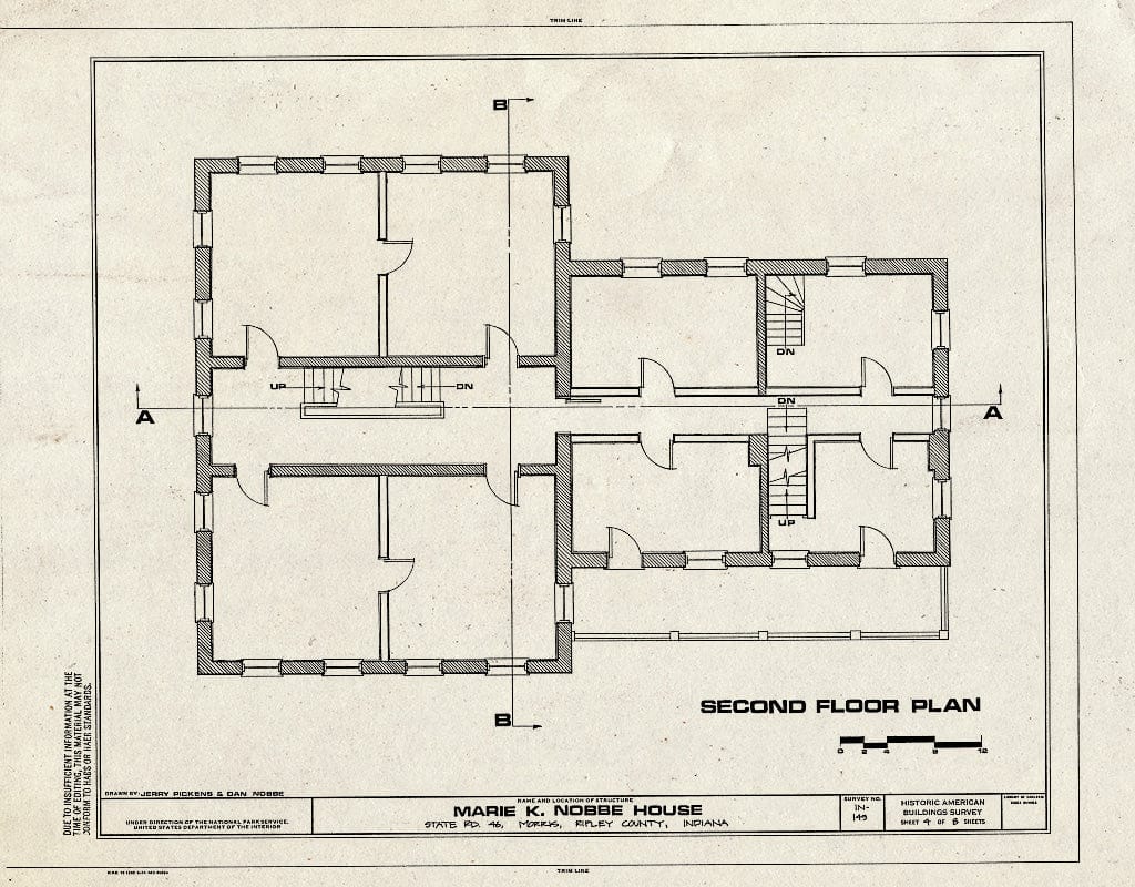 Blueprint HABS IND,69-Mori,1- (Sheet 4 of 8) - Marie K. Nobbe House, State Road 46, Morris, Ripley County, in