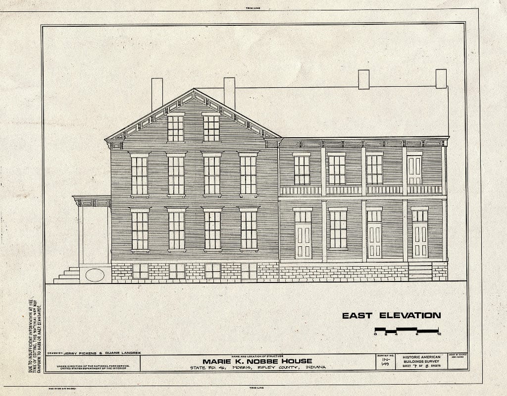 Blueprint HABS IND,69-Mori,1- (Sheet 7 of 8) - Marie K. Nobbe House, State Road 46, Morris, Ripley County, in