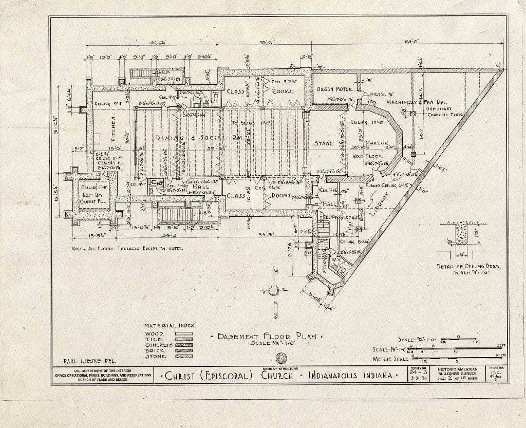 Blueprint HABS IND,49-IND,2- (Sheet 2 of 18) - Christ Church (Episcopal), North Meridian & East Wabash Streets, Indianapolis, Marion County, in