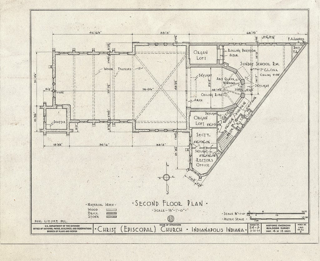 Blueprint HABS IND,49-IND,2- (Sheet 4 of 18) - Christ Church (Episcopal), North Meridian & East Wabash Streets, Indianapolis, Marion County, in