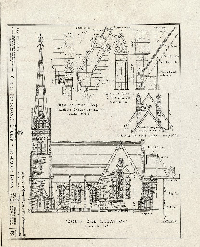 Blueprint HABS IND,49-IND,2- (Sheet 7 of 18) - Christ Church (Episcopal), North Meridian & East Wabash Streets, Indianapolis, Marion County, in