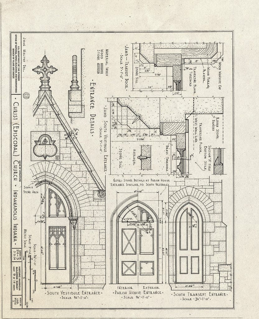 Blueprint HABS IND,49-IND,2- (Sheet 9 of 18) - Christ Church (Episcopal), North Meridian & East Wabash Streets, Indianapolis, Marion County, in