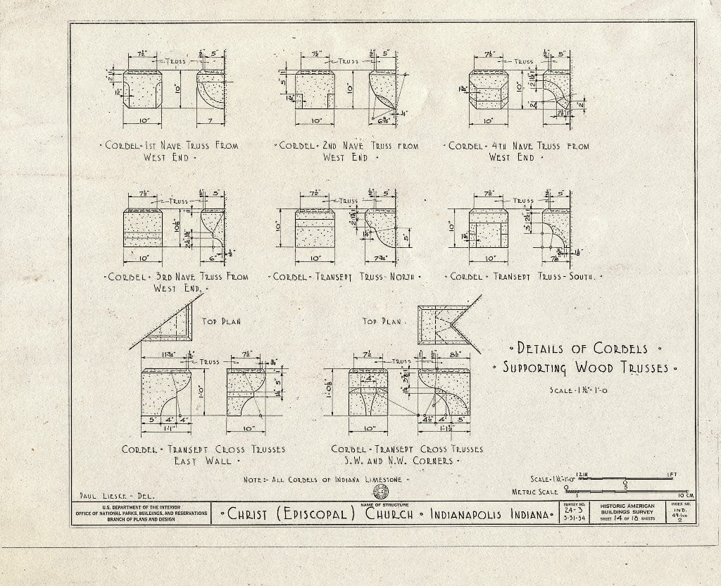 Blueprint HABS IND,49-IND,2- (Sheet 14 of 18) - Christ Church (Episcopal), North Meridian & East Wabash Streets, Indianapolis, Marion County, in
