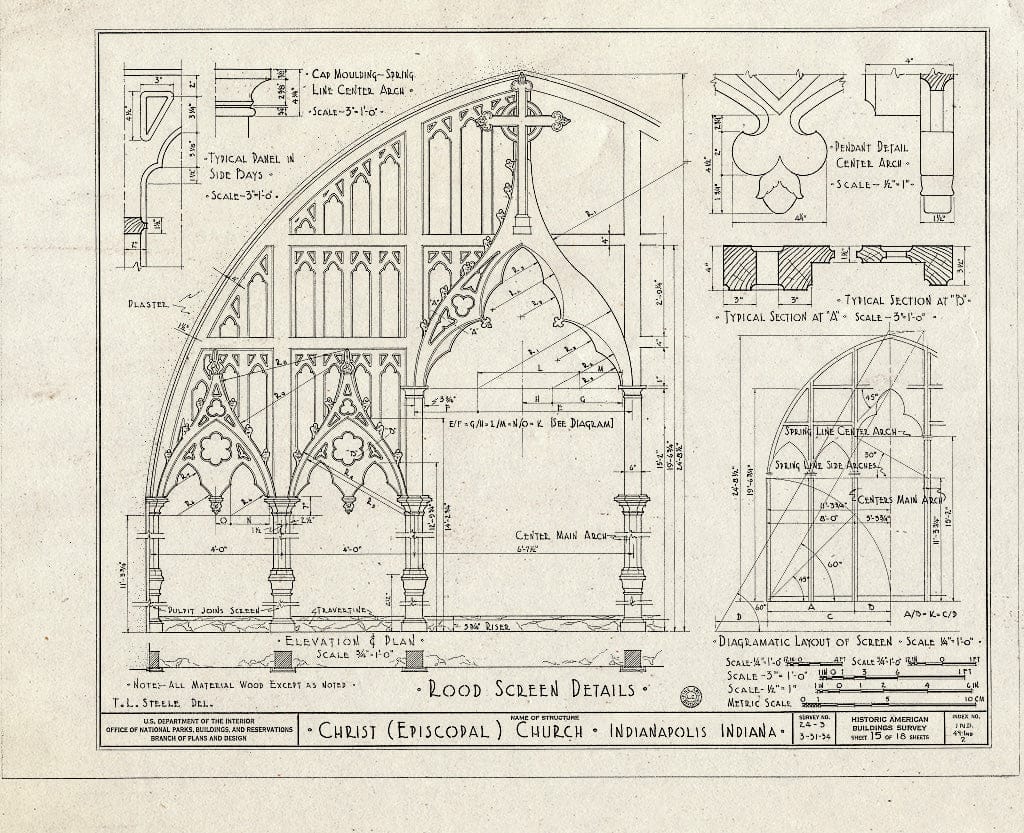 Blueprint HABS IND,49-IND,2- (Sheet 15 of 18) - Christ Church (Episcopal), North Meridian & East Wabash Streets, Indianapolis, Marion County, in
