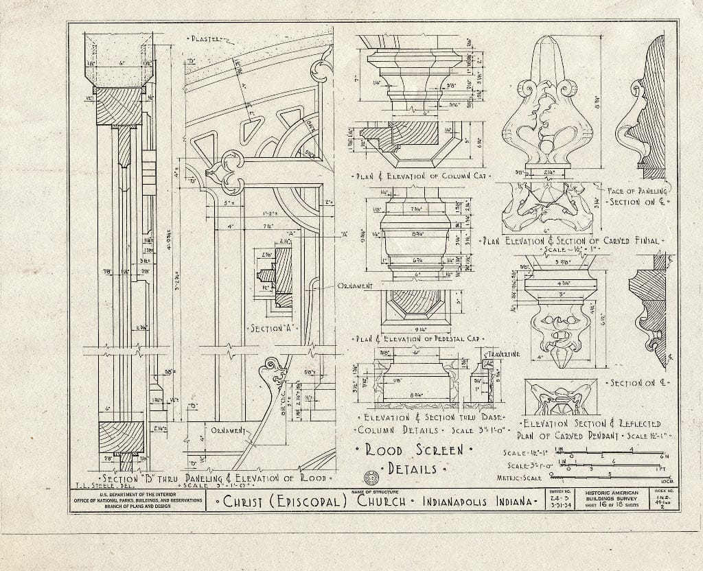 Blueprint HABS IND,49-IND,2- (Sheet 16 of 18) - Christ Church (Episcopal), North Meridian & East Wabash Streets, Indianapolis, Marion County, in