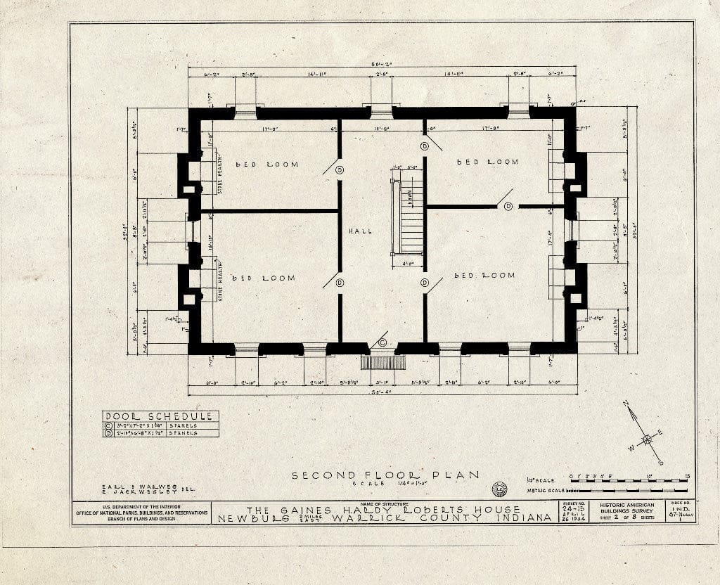 Blueprint HABS IND,87-NEBU.V,1- (Sheet 2 of 8) - Gaines Hardy Roberts House, Wonderland Route, Newburgh, Warrick County, in