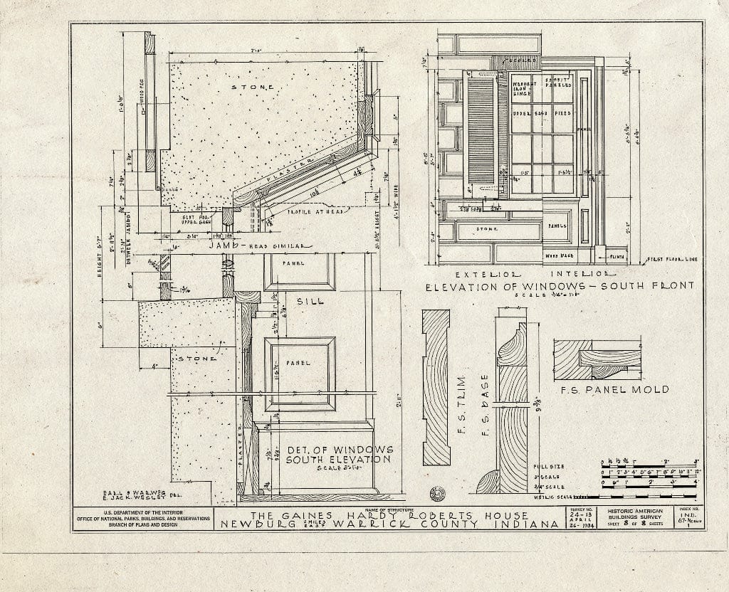 Blueprint HABS IND,87-NEBU.V,1- (Sheet 8 of 8) - Gaines Hardy Roberts House, Wonderland Route, Newburgh, Warrick County, in