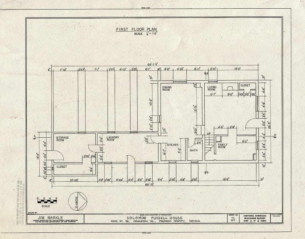 Blueprint HABS IND,48-Pen.V,1- (Sheet 2 of 6) - Solomon Fussell House, State Route 38, Pendleton, Madison County, in