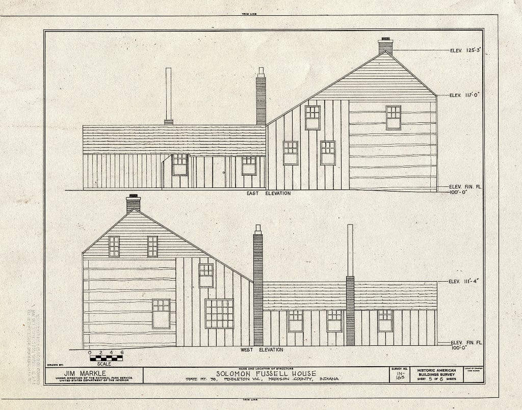 Blueprint HABS IND,48-Pen.V,1- (Sheet 5 of 6) - Solomon Fussell House, State Route 38, Pendleton, Madison County, in