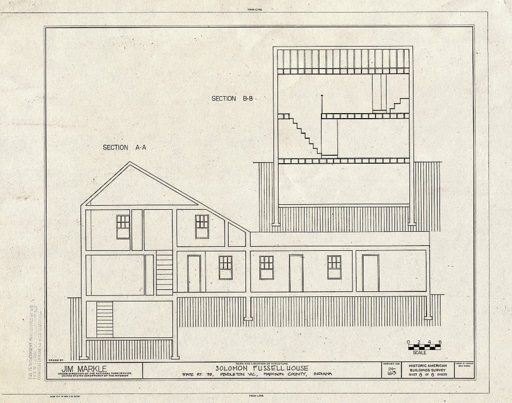Blueprint HABS IND,48-Pen.V,1- (Sheet 6 of 6) - Solomon Fussell House, State Route 38, Pendleton, Madison County, in