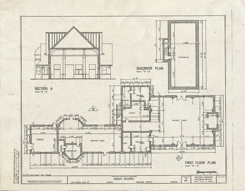 Blueprint HABS IND,18-MUNCI,8- (Sheet 2 of 6) - Union Station, 630 South High Street, Muncie, Delaware County, in