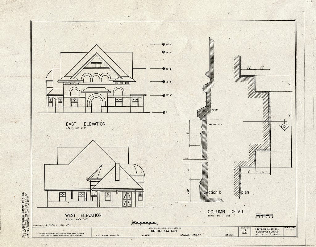 Blueprint HABS IND,18-MUNCI,8- (Sheet 4 of 6) - Union Station, 630 South High Street, Muncie, Delaware County, in