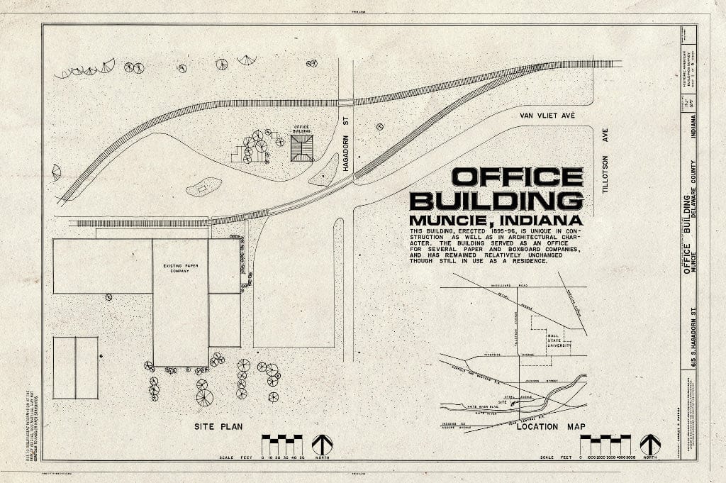 Blueprint HABS IND,18-MUNCI,1- (Sheet 1 of 5) - 615 South Hagadorn Street (Office Building), Muncie, Delaware County, in