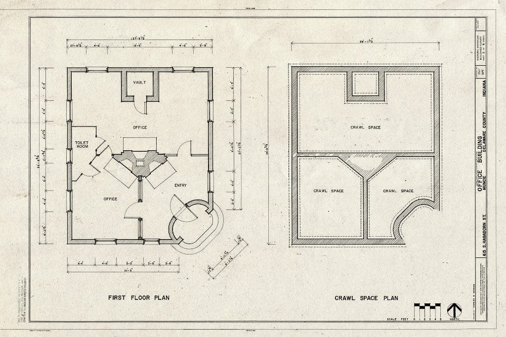 Blueprint HABS IND,18-MUNCI,1- (Sheet 2 of 5) - 615 South Hagadorn Street (Office Building), Muncie, Delaware County, in