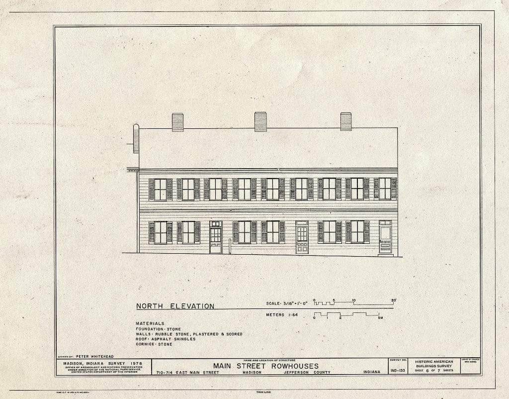 Blueprint North Elevation - 710-714 East Main Street (Row Houses), Madison, Jefferson County, in