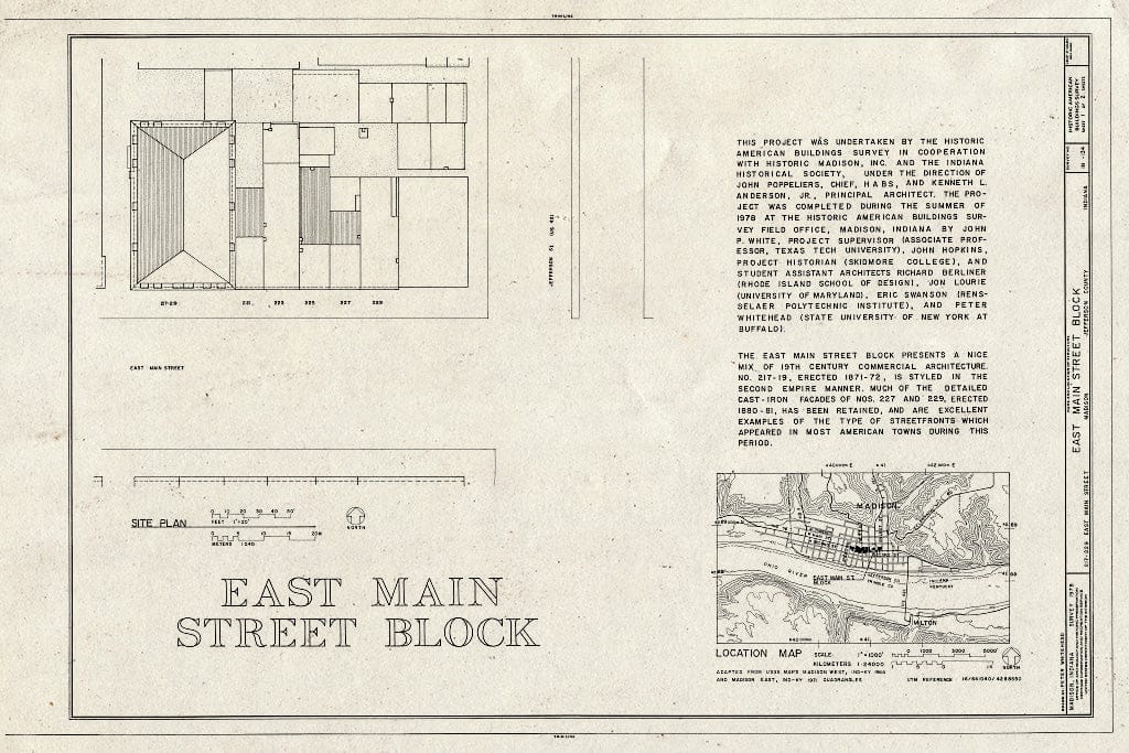 Blueprint HABS IND,39-MAD,27- (Sheet 1 of 2) - 217-229 East Main Street (Commercial Buildings), Madison, Jefferson County, in