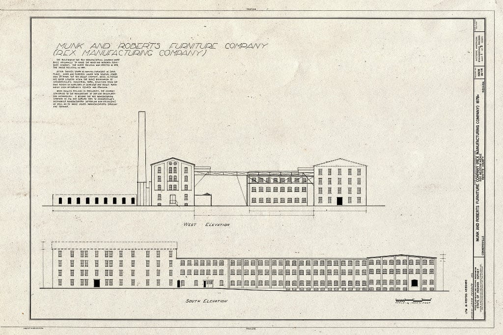Blueprint HAER IND,21-CONVI,9- (Sheet 1 of 3) - Munk & Roberts Furniture Company, Western Avenue, Connersville, Fayette County, in