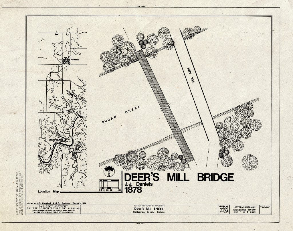 Blueprint Title Sheet - Deer's Mill Covered Bridge, Spanning Sugar Creek at Highway 234, Alamo, Montgomery County, in