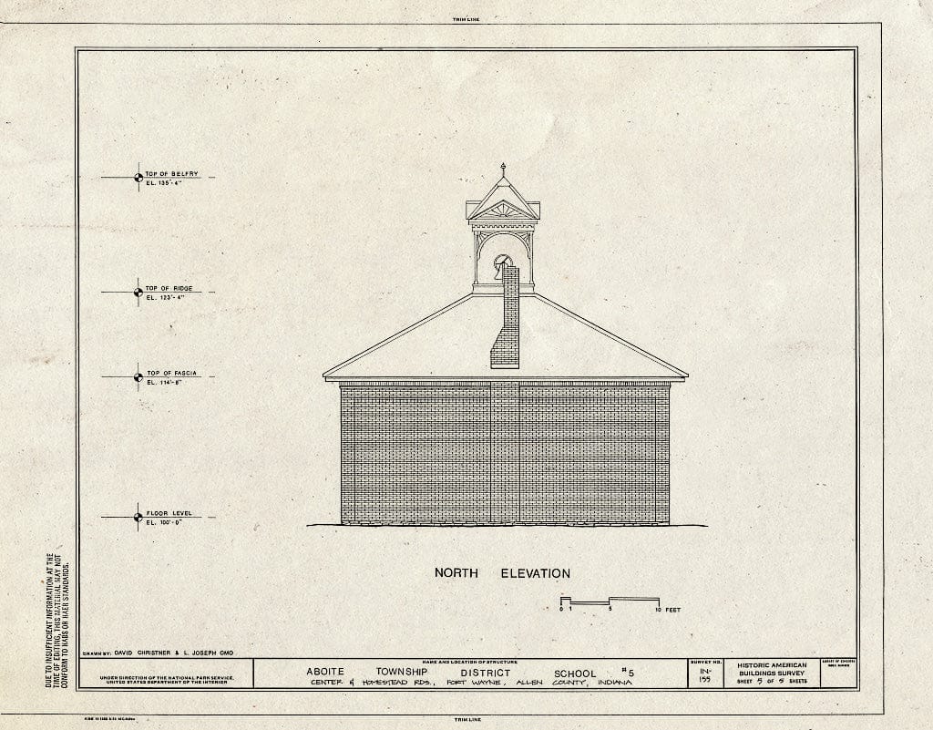 Blueprint HABS IND,2-FOWA,3- (Sheet 5 of 5) - Aboite Township School No. 5, Center & Homestead Roads, Fort Wayne, Allen County, in