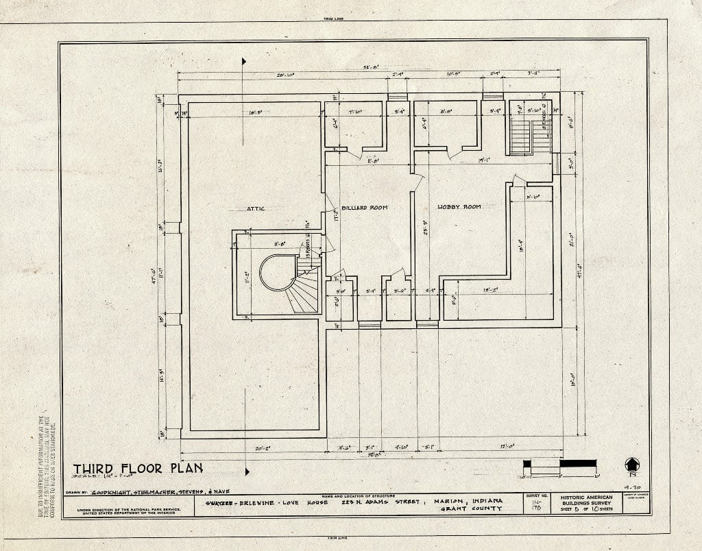 Blueprint HABS IND,27-MAR,1- (Sheet 5 of 10) - Swayzee-Erlewine-Love House, 223 North Adams Street, Marion, Grant County, in